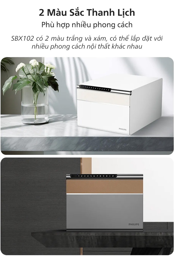M&agrave;u sắc thanh lịch tr&ecirc;n k&eacute;t sắt mini Philips SBX102