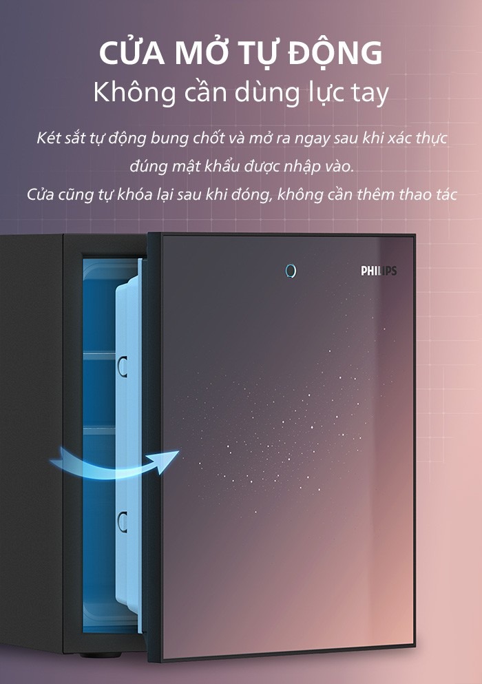 Cánh cửa tự động thu chốt về và mở ra khi nhập đúng mật khẩu